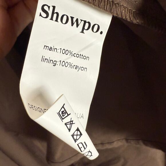 Showpo Sula Two Piece Set One Shoulder Crop Top Midi Skirt Chocolate Brown 2 - Picture 15 of 15